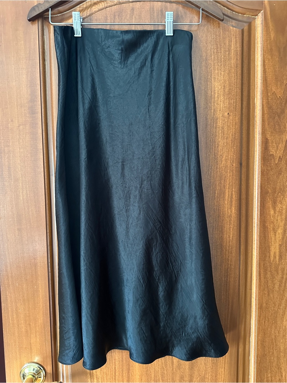 Babaton Black Slip Satin Midi Skirt